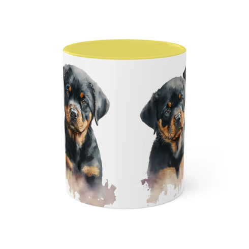 Rottweiler Pupies - Color Accent Mugs, 11oz